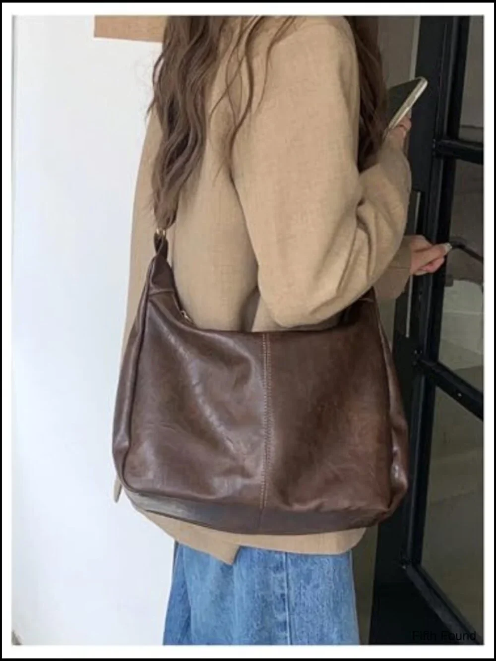 Soft PU Leather Crossbody Hobo Bag with Zipper - Large Capacity Slouchy Handbag